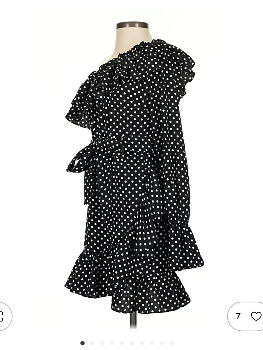 Nasty Gal Black & White Polka Dot One-Shoulder Dress